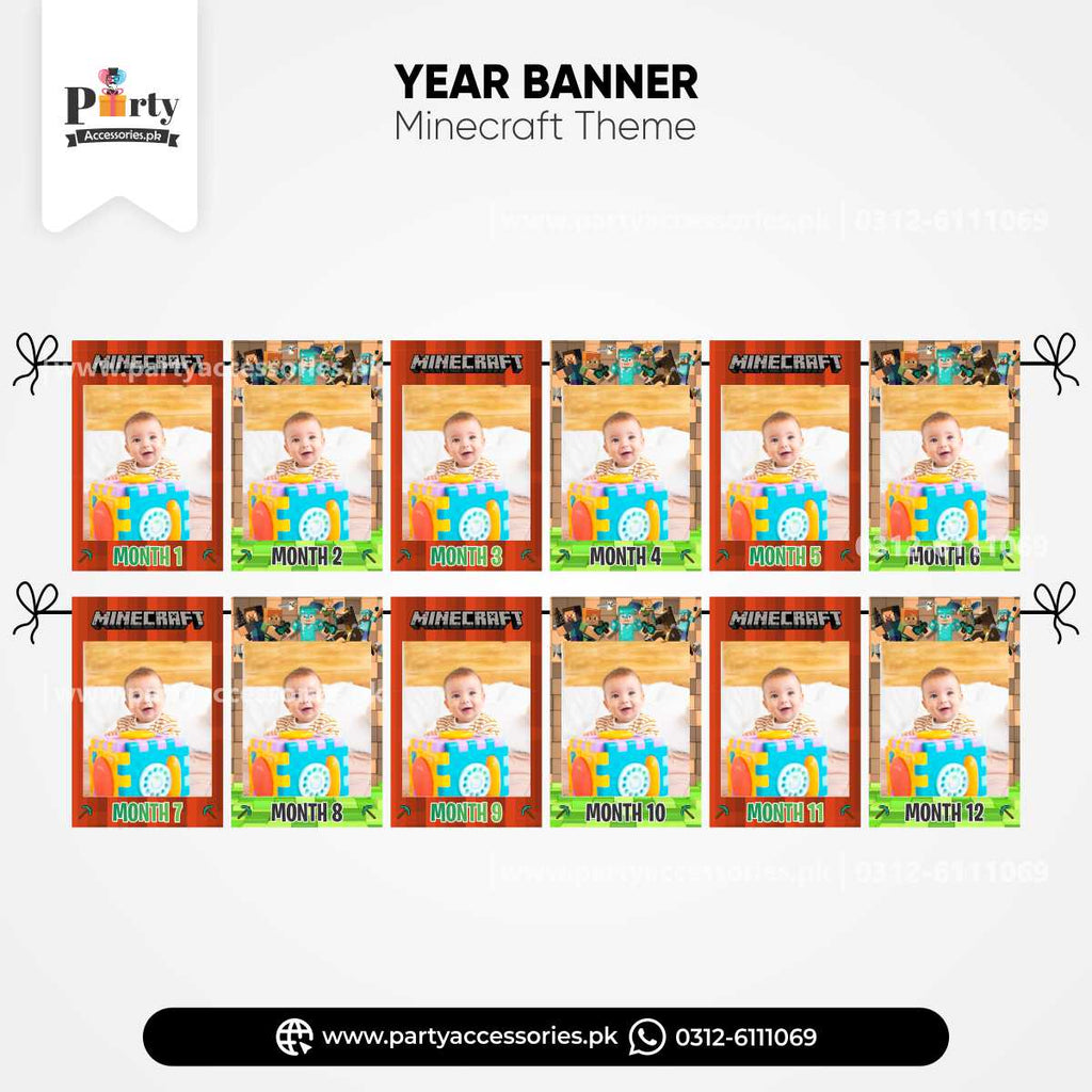 Minecraft Theme Customized Month Wise Year Picture Banner for Wall Decoration