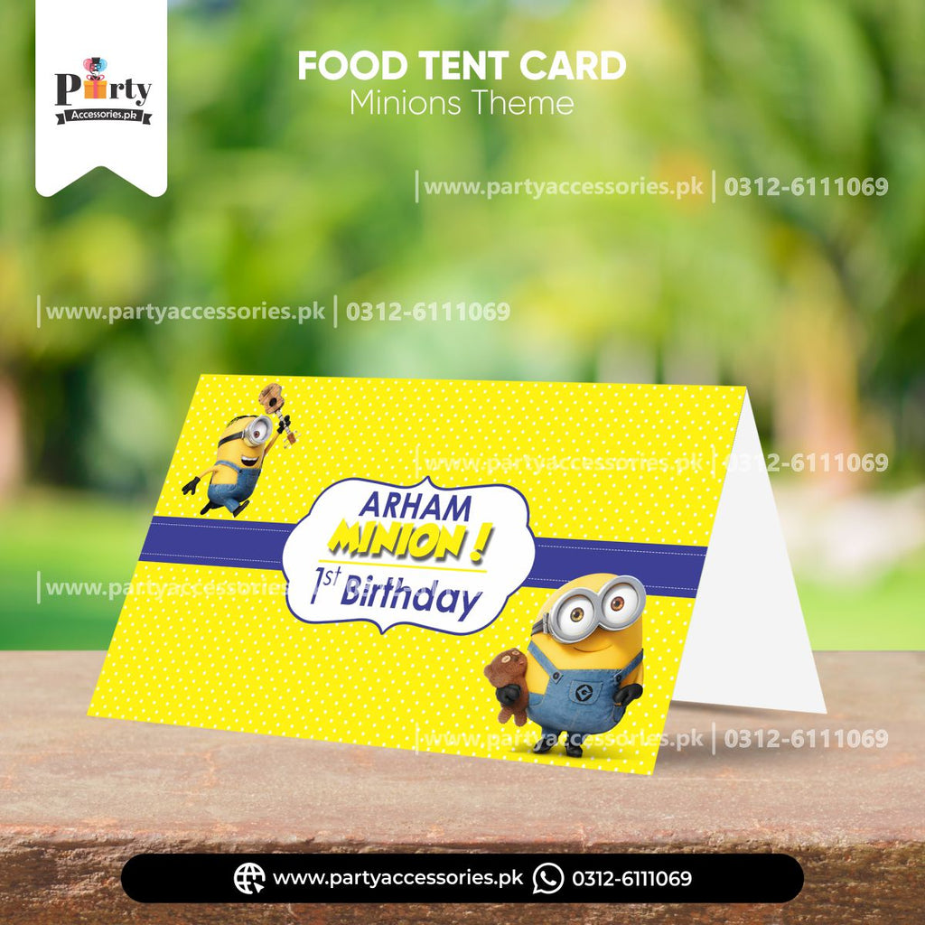 customized tent cards in minion theme
