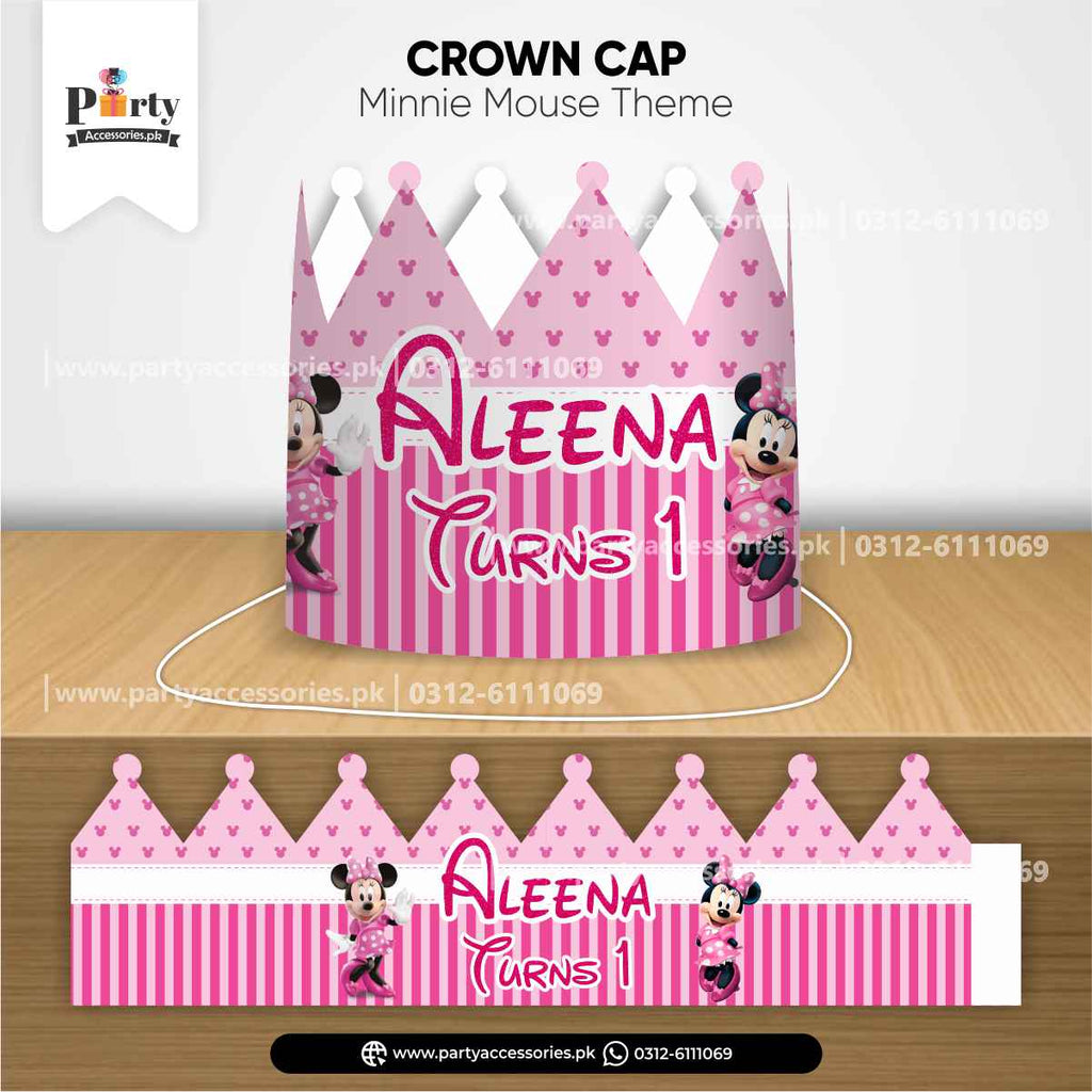 Minnie mouse theme customized crown cap for birthday party celebration
