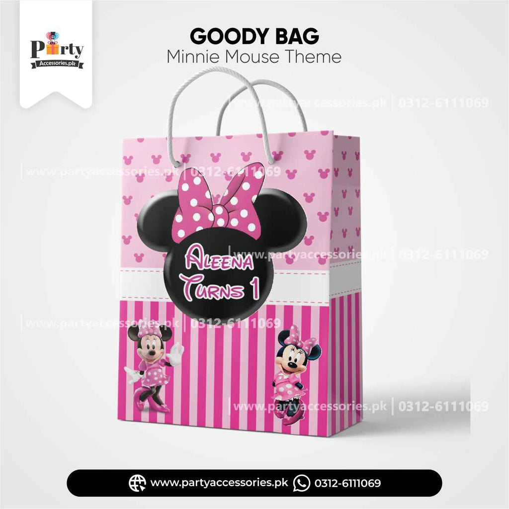 Minnie Mouse Theme Customized Goody / Favor Bags for Birthday Party Decoration 
