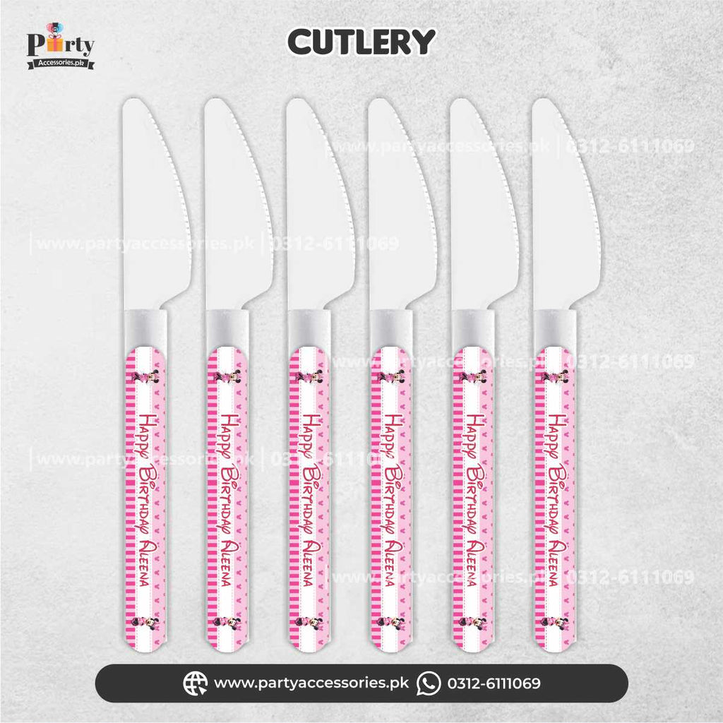 Minnie Mouse Theme Customized Disposable Forks for Birthday Party Dinner Decorations
