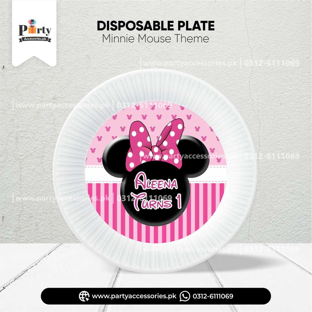 Minnie Mouse Theme Customized Disposable Plates for Party Table Decoration