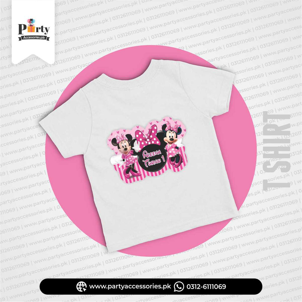 Minnie Mouse Theme Customized Birthday T-Shirt for Kids Birthday Party Celebration