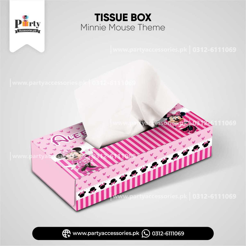 Minnie Mouse Theme Customized Tissue Box Cover for Birthday Party Table Decor
