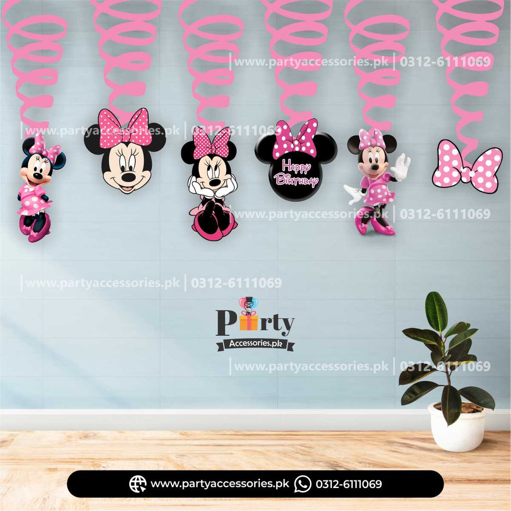 Minnie Mouse Theme Spiral Hanging Swirls for Birthday Party Hanging Decorations