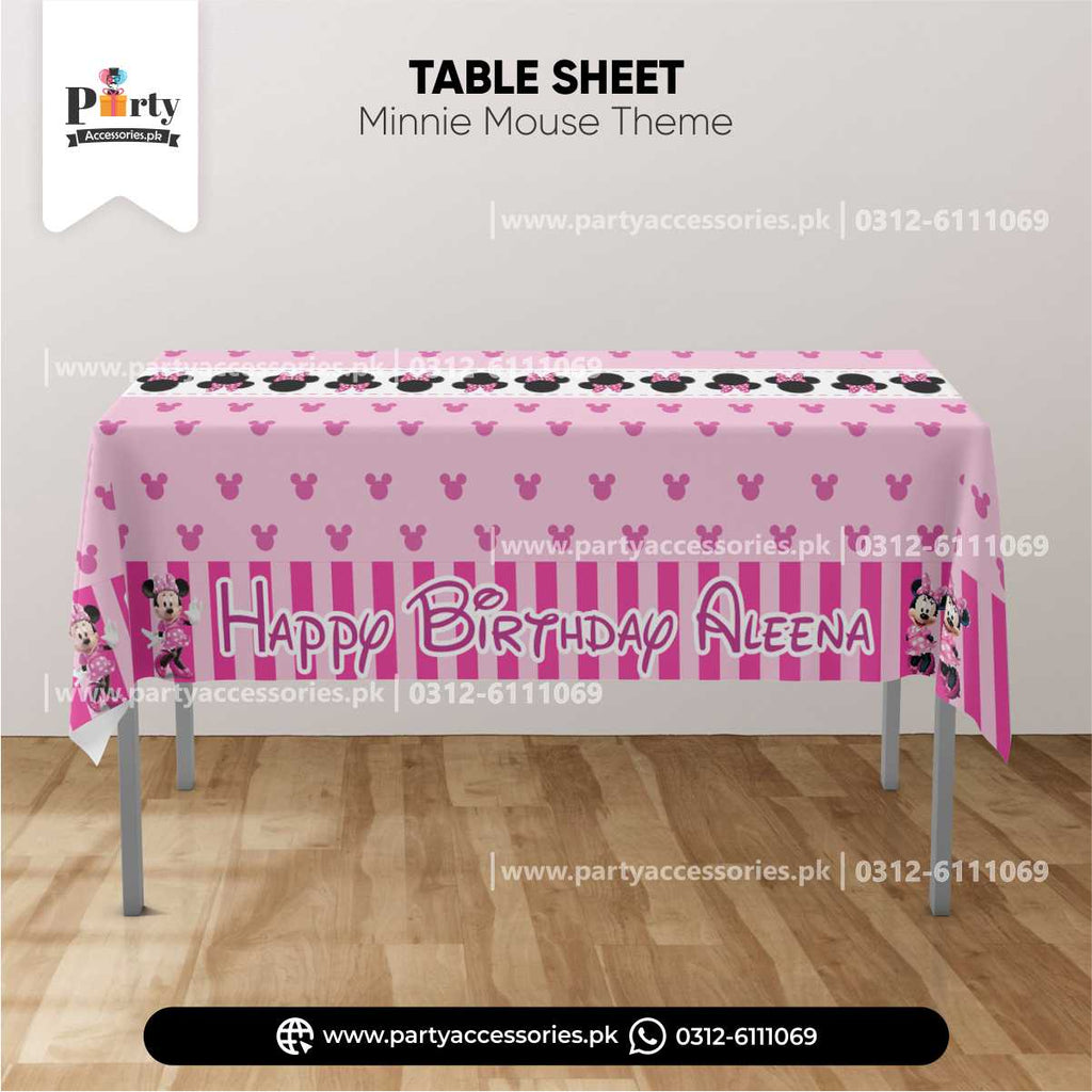 Minnie Mouse Theme Customized Table Top Sheet for Birthday Party Table Decoration