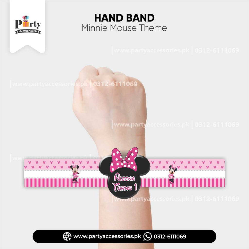 Customized Hand/Wrist Band for Birthday Party Celebrations in Minnie Mouse Theme  