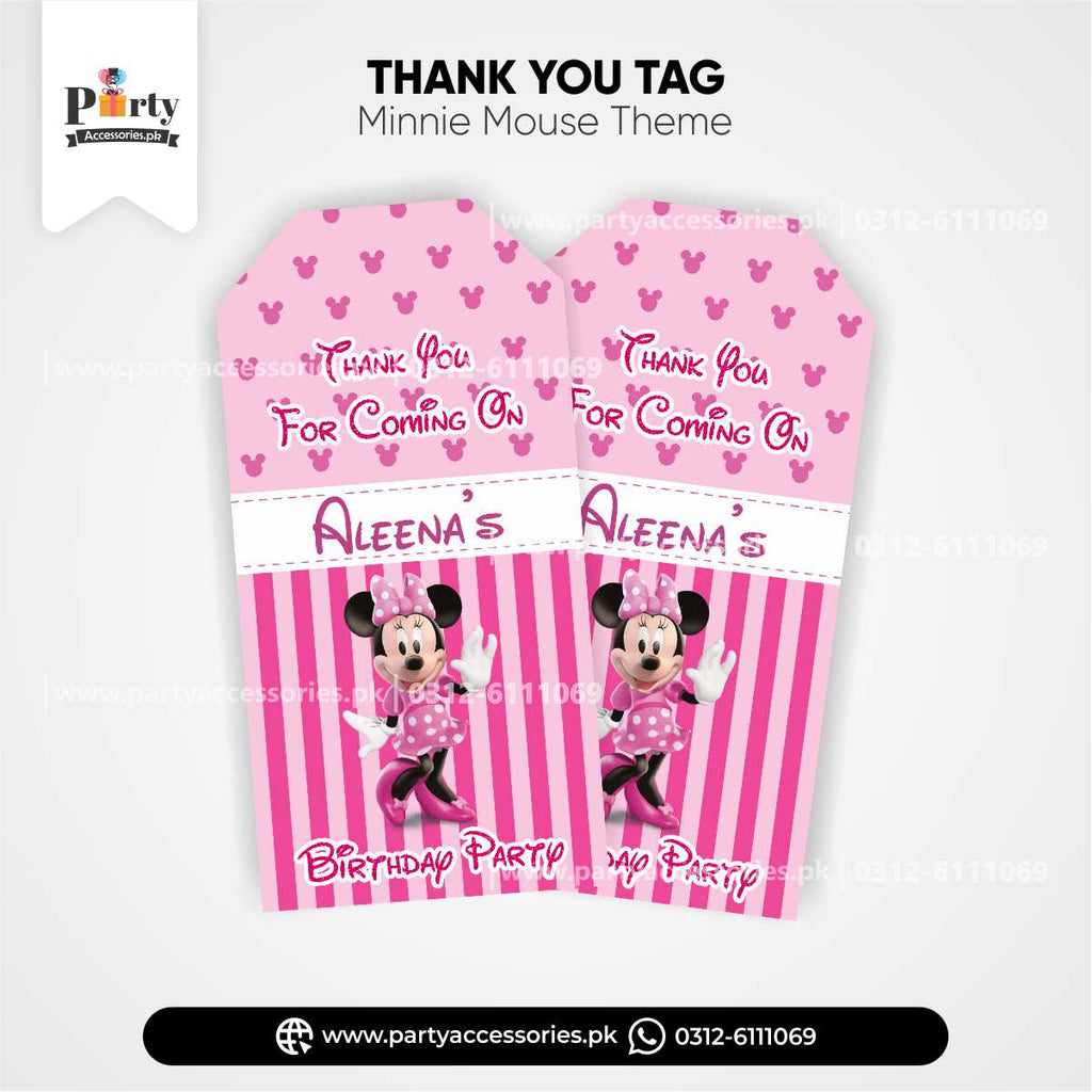 Minnie Mouse Theme Customized Gift Tags / Thank You Tags for Birthday Party Decoration