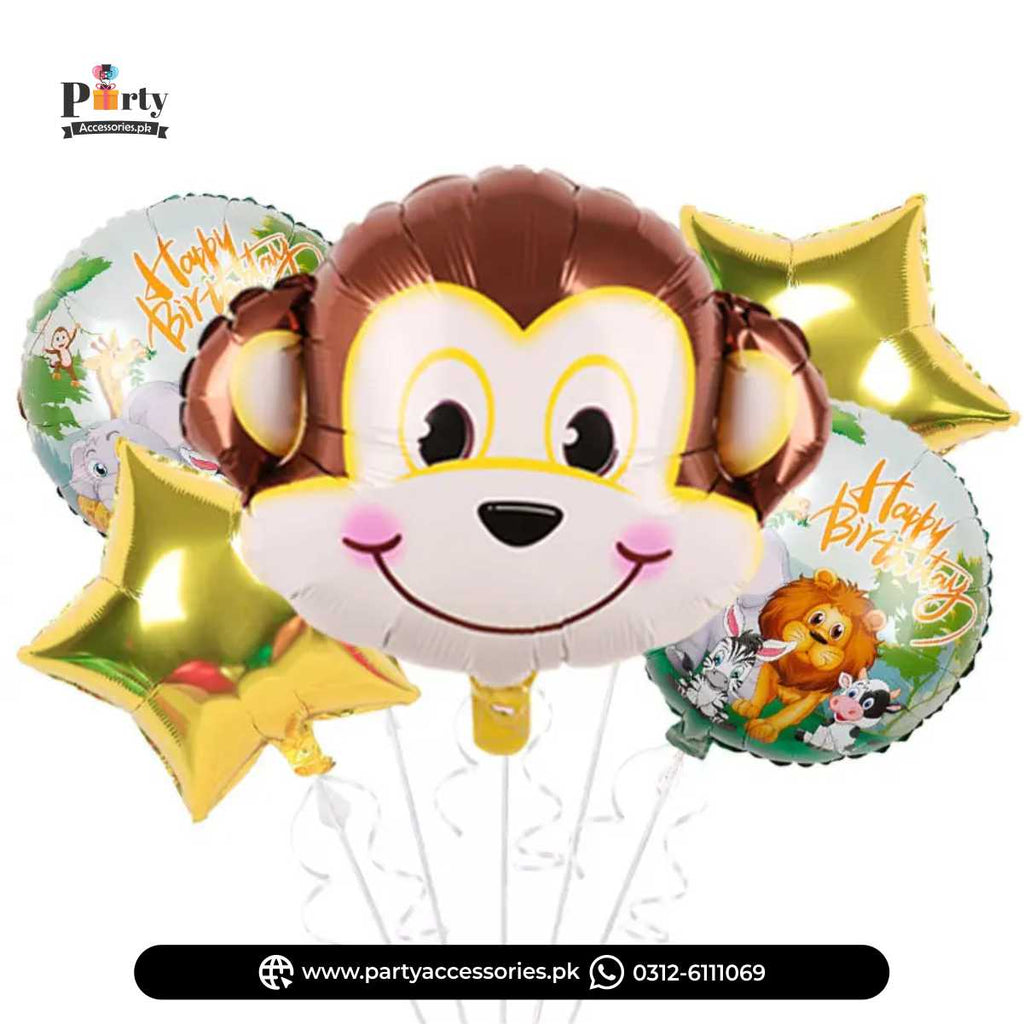 Jungle Safari Theme Monkey Shape Exclusive Foil Balloons