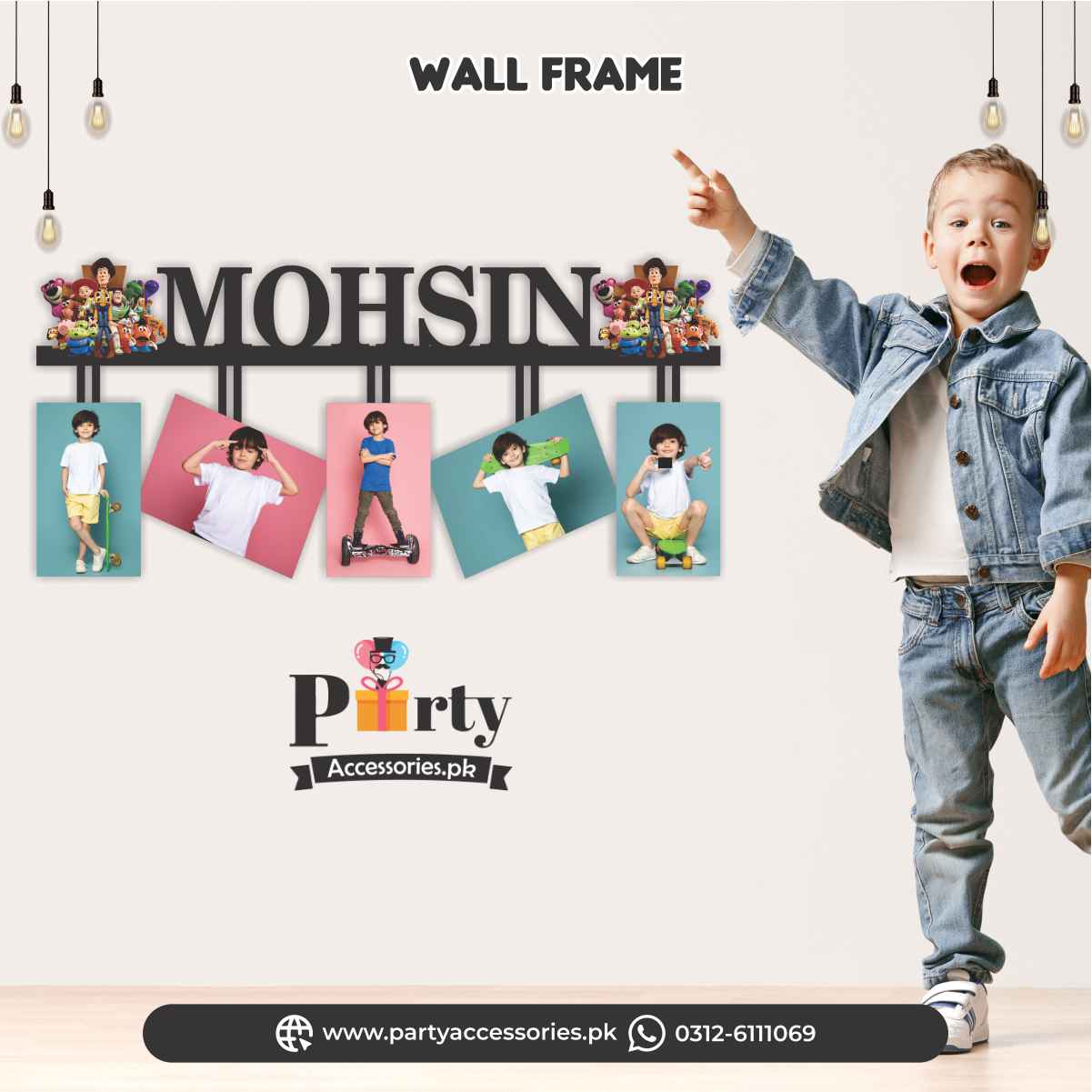 Name Frame Toy Toy Story Theme Wall Decorations | Customized Wall Name Frame with 5 i ...