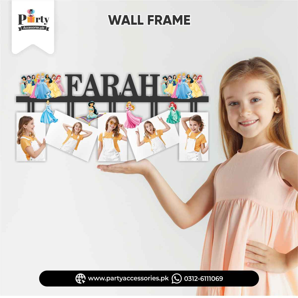 Disney Princess Customized Wall Name Frame – 5 Images for Decor ...