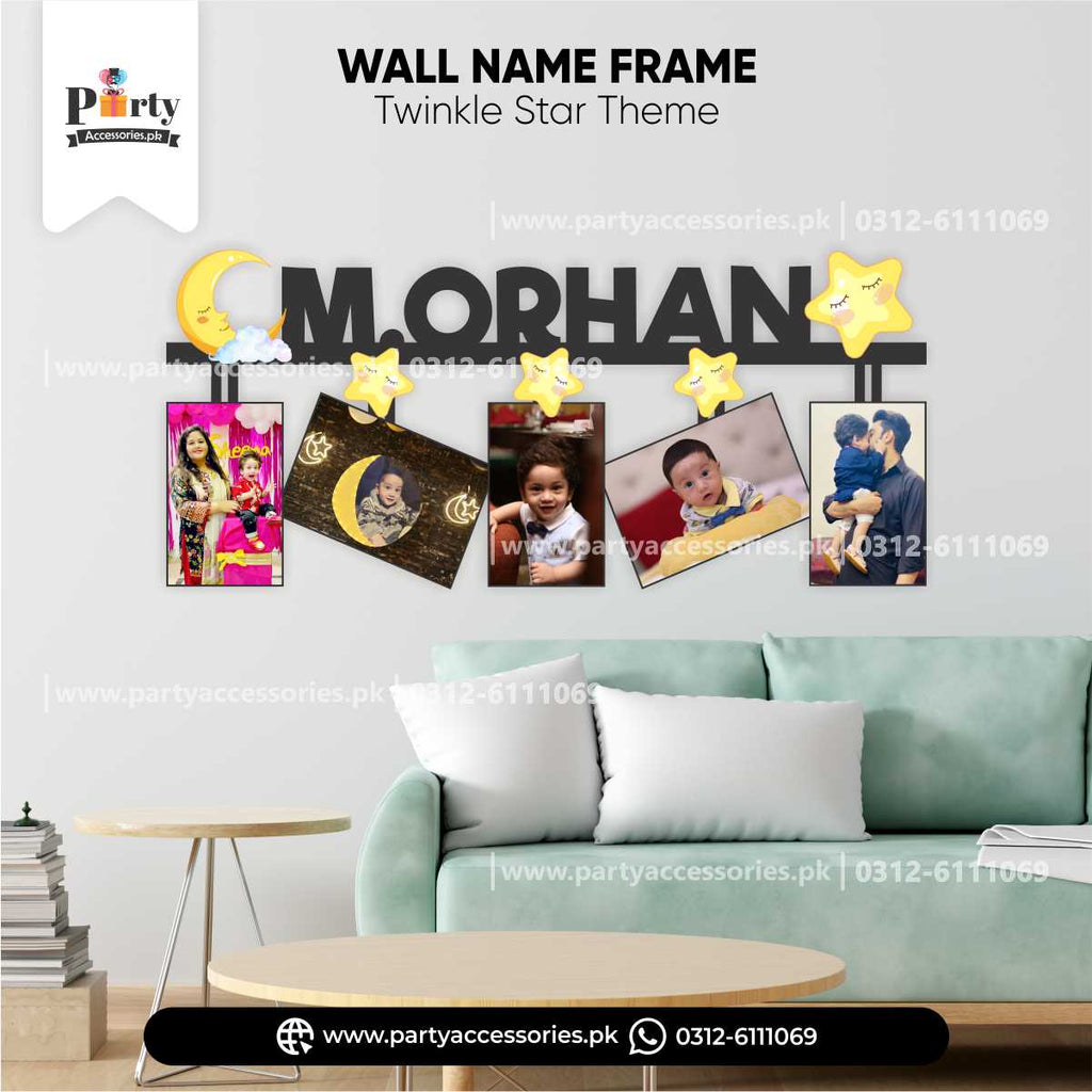 Customized Wall Name Frame With pictures In Twinkle Star Theme