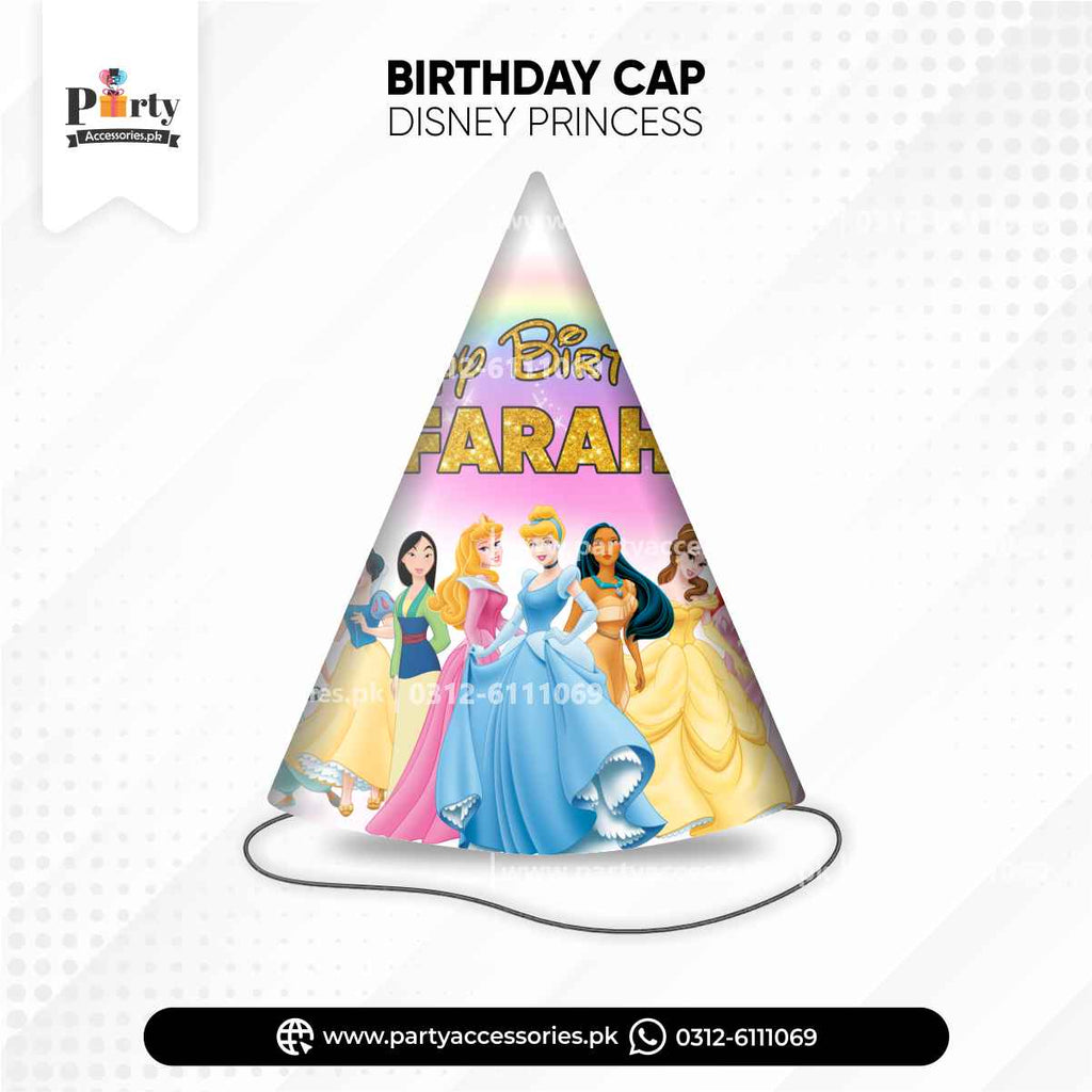 Disney princess theme birthday party cone caps