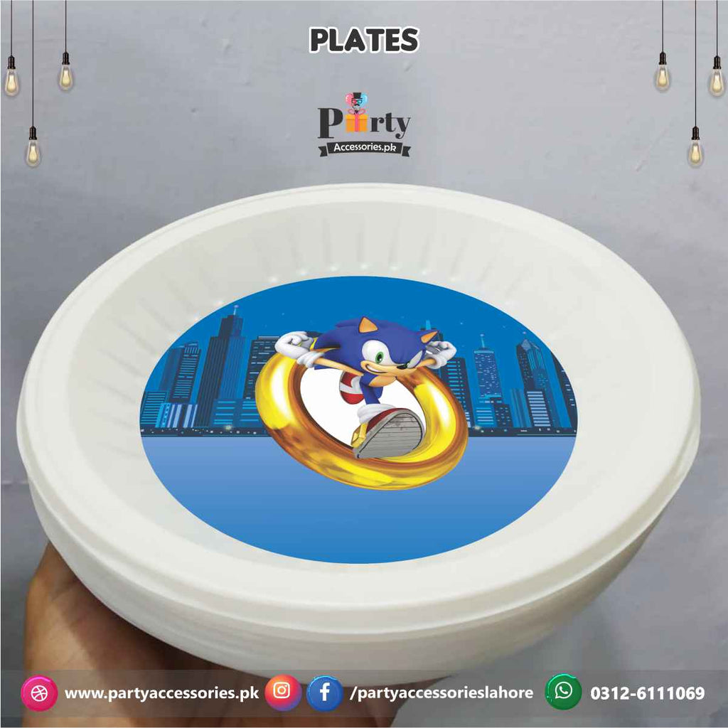 Sonic theme customized disposable plates