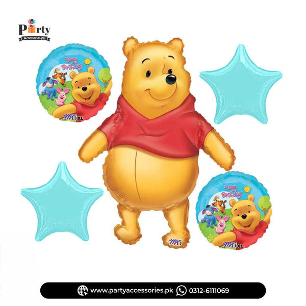 Pooh Character Birthday Party Exclusive Foil Balloons Set