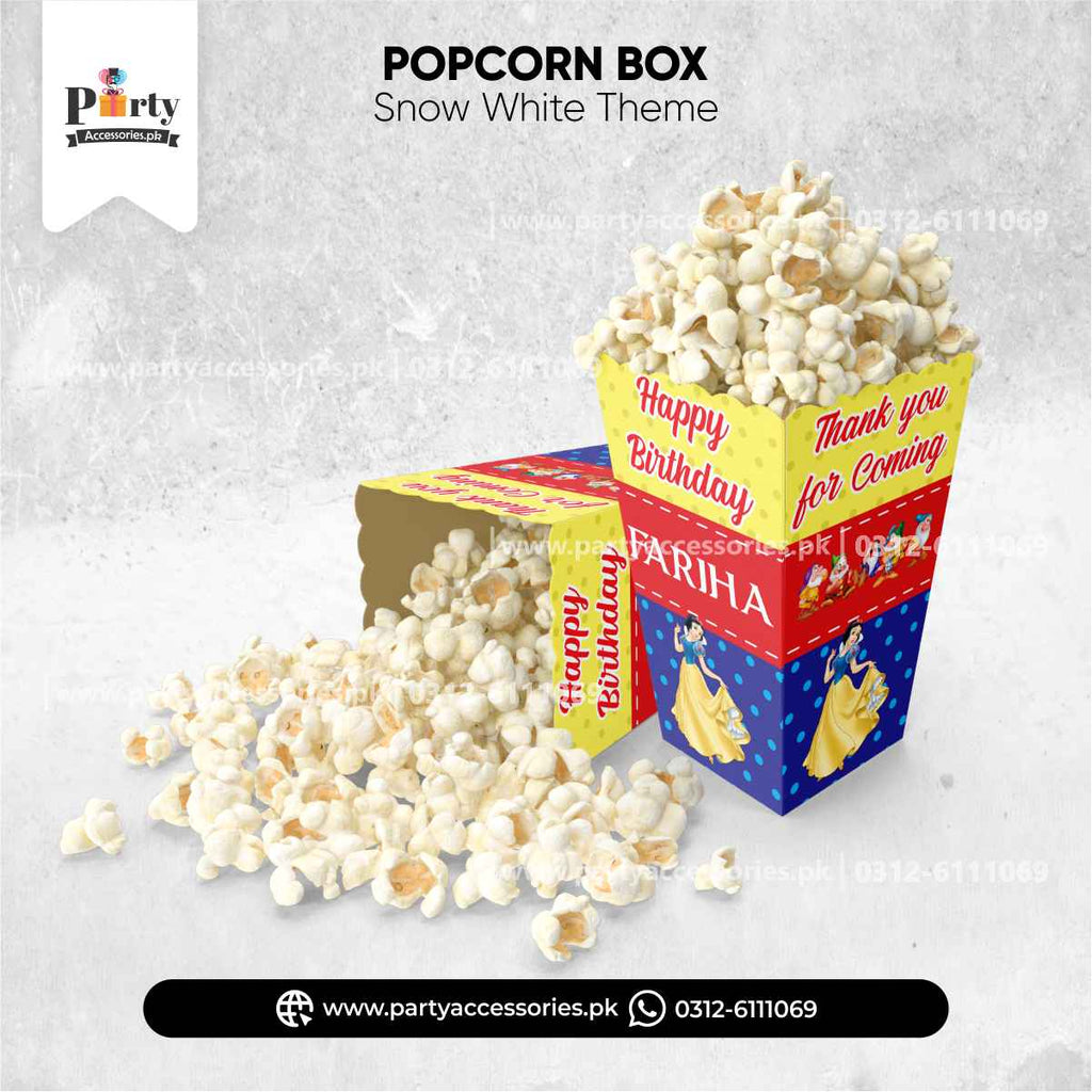 Customized popcorn boxes in snow white theme