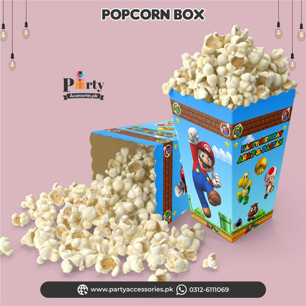 Super Mario theme Popcorn boxes customized (pack of 6)