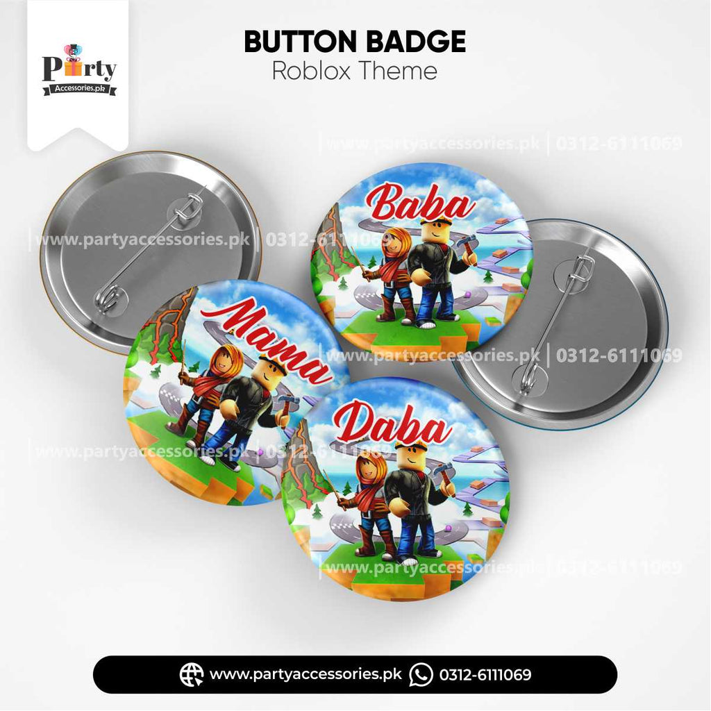 Roblox Boy Theme Customized Button Badges for Birthday Party Decoration 