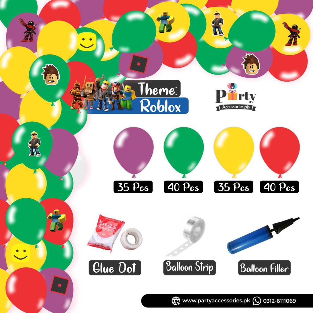 Roblox Boy Colors Theme Balloon Arch Set Garland Kit 150 Balloons with Stickers for Decoration