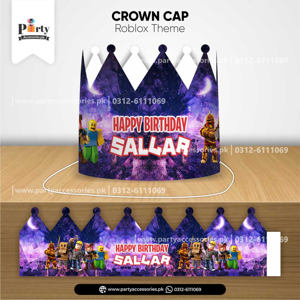 Roblox Boy Theme Customized Crown Cap for Birthday Child Party Celebration