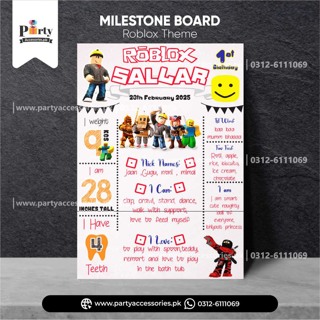 Customized Birthday Fact Board / Milestone Board for Wall Decoration in Roblox Boy Theme 