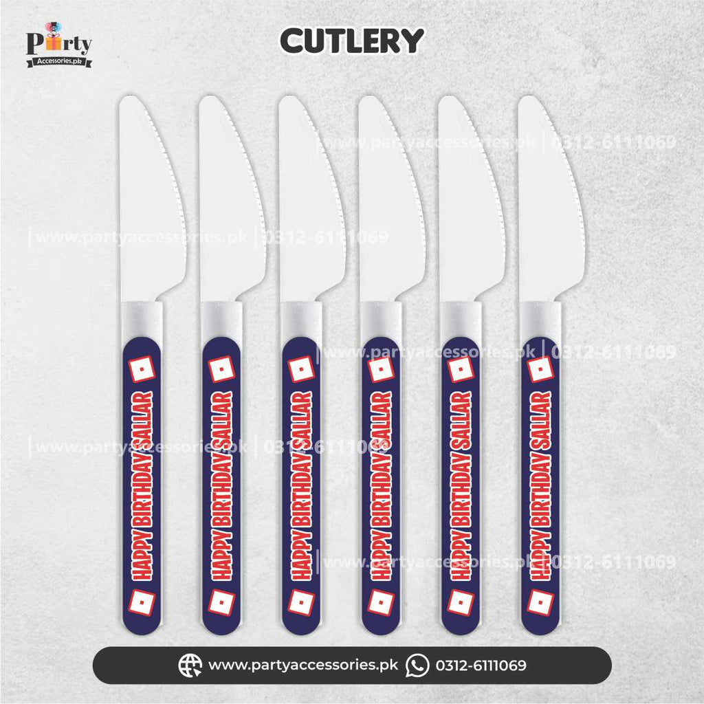 Roblox Boy Theme Disposable Knives for Birthday Party Table Decorations