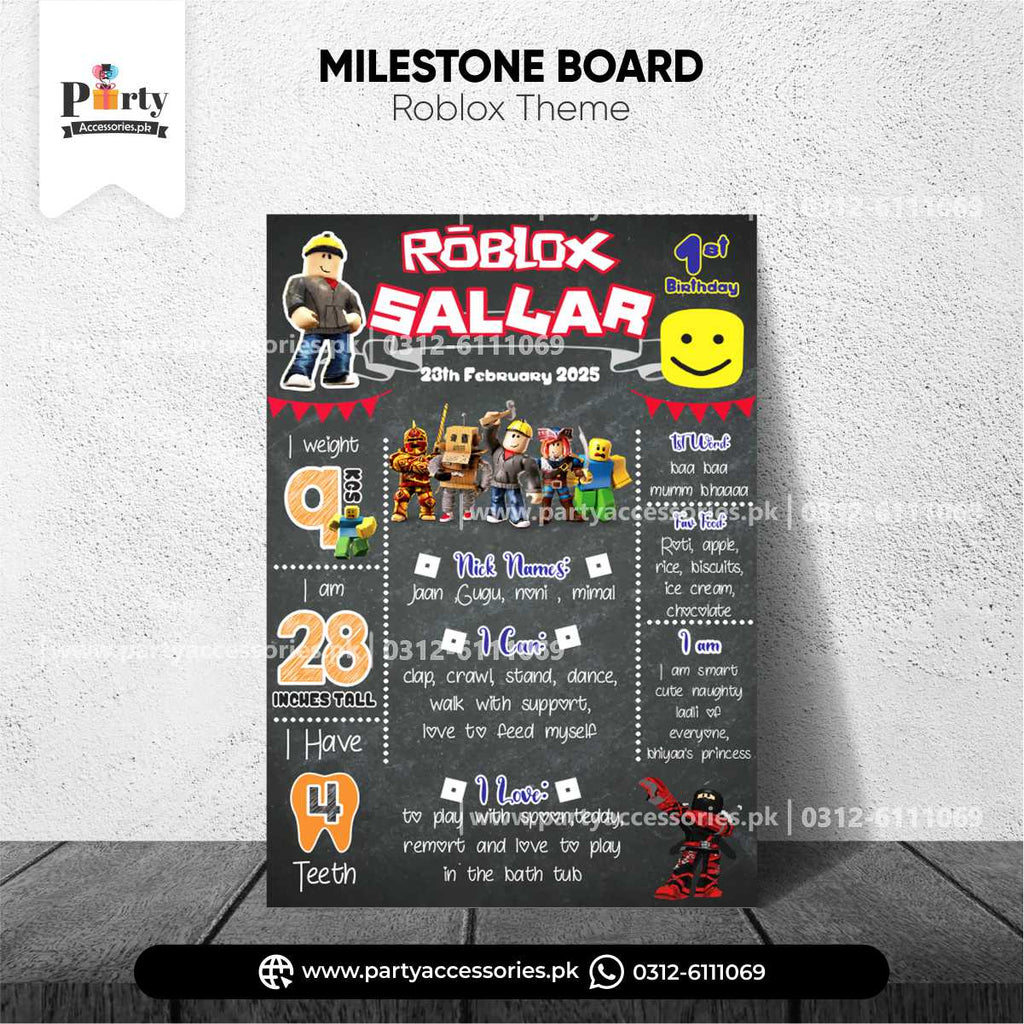 Roblox Boy Theme Customized Birthday Fact Board / Milestone Board for Wall Decoration