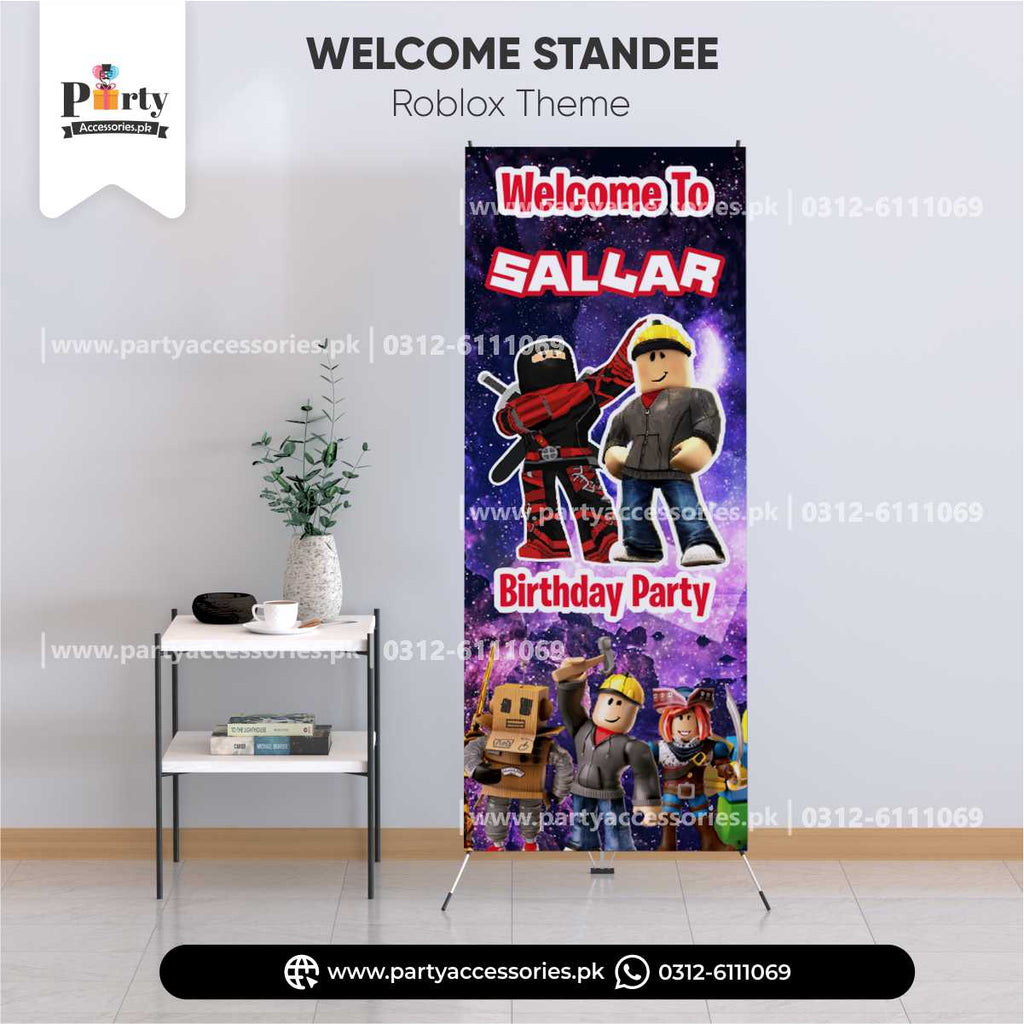 Roblox Boy Theme Customized Welcome Standee for Birthday Party Entrance Decor