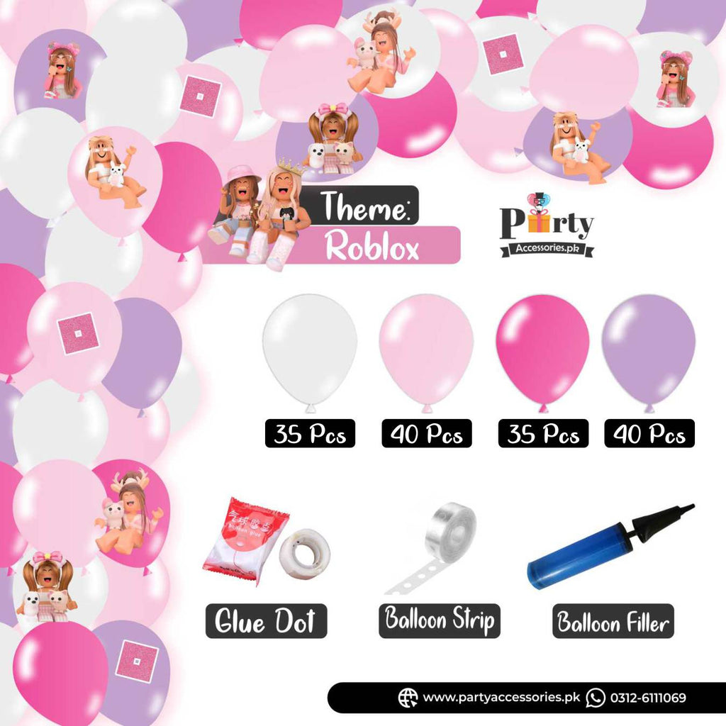 Roblox Girl Colors Theme Balloon Arch Set Garland Kit 150 Balloons with Stickers for Decoration
