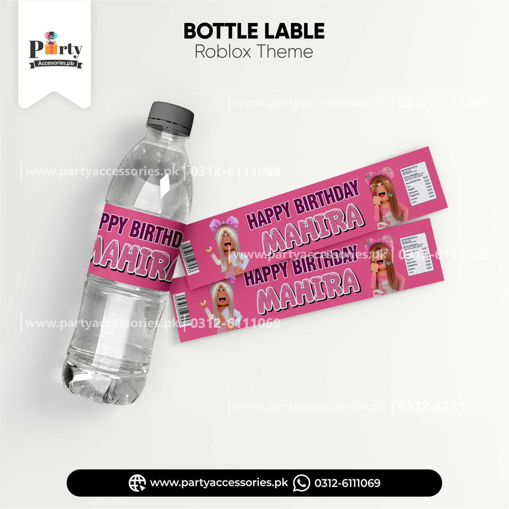 Roblox Girl Theme Customized Bottle Labels for Birthday Party Drink Decoration