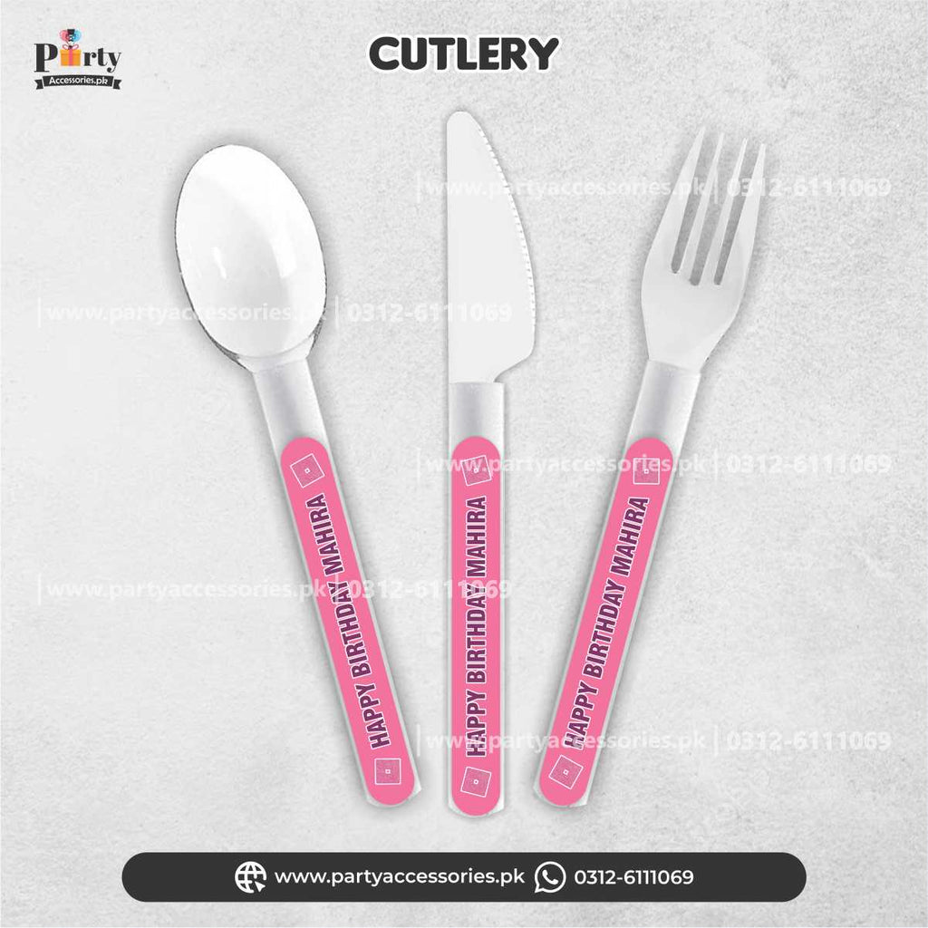 Roblox Girl Theme Customized Cutlery Set for Birthday Party Table Decorations