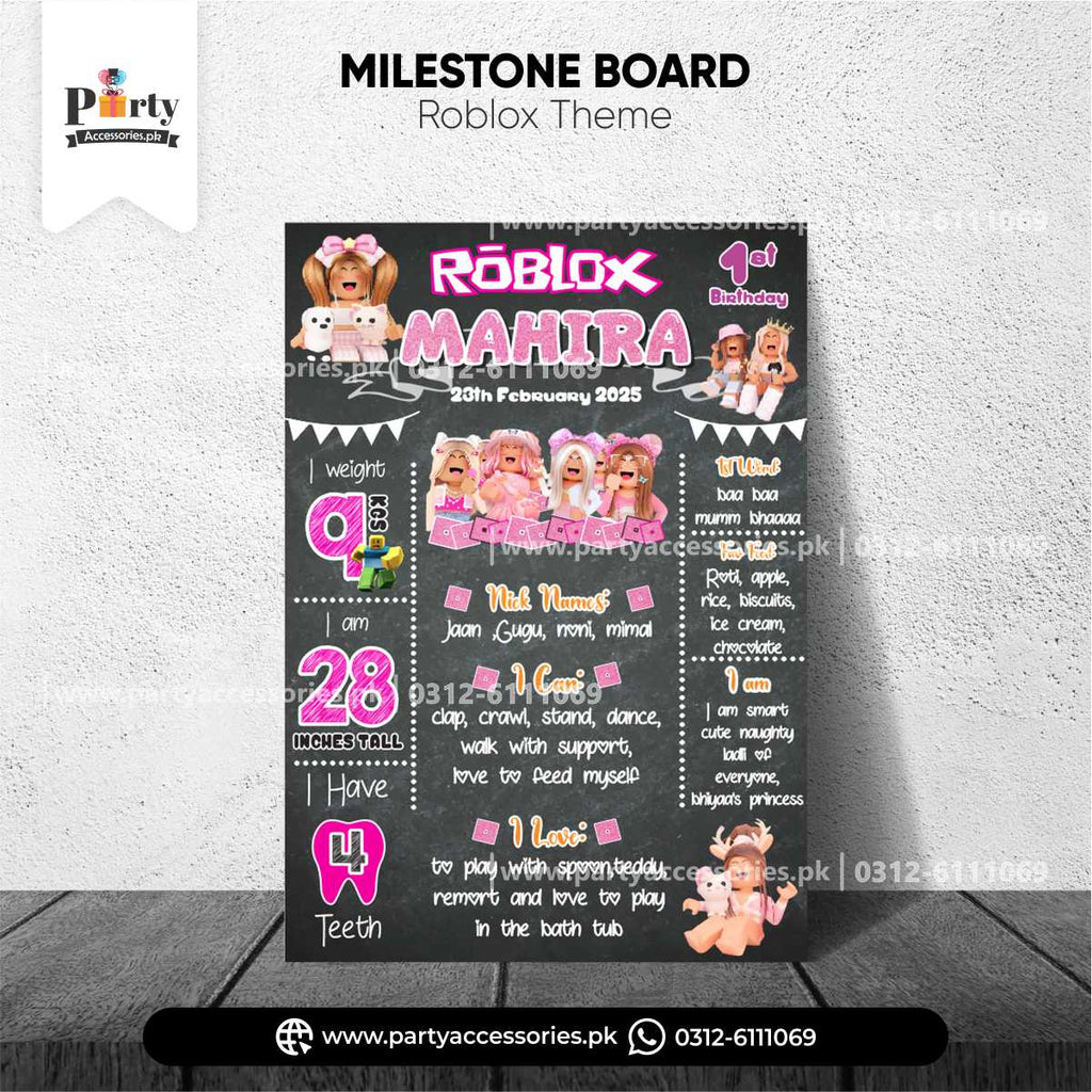 Customized Birthday Fact Board / Milestone Board for Wall Decoration in Roblox Girl Theme 