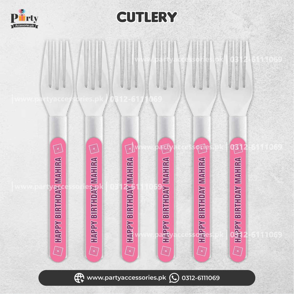 Roblox Girl Theme Customized Disposable forks for Birthday Party Table Decorations