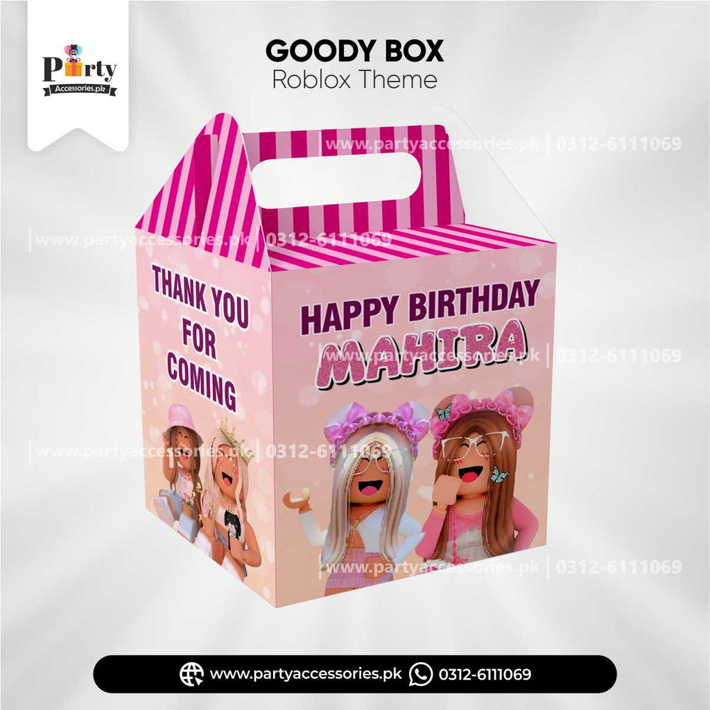 Roblox Girl Theme Customized Favor / Goody Boxes for Birthday Giveaway