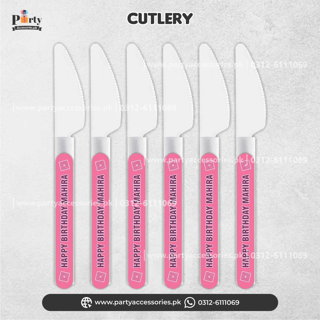 Roblox Girl Theme Customized Disposable Knives for Birthday Party Table Decorations