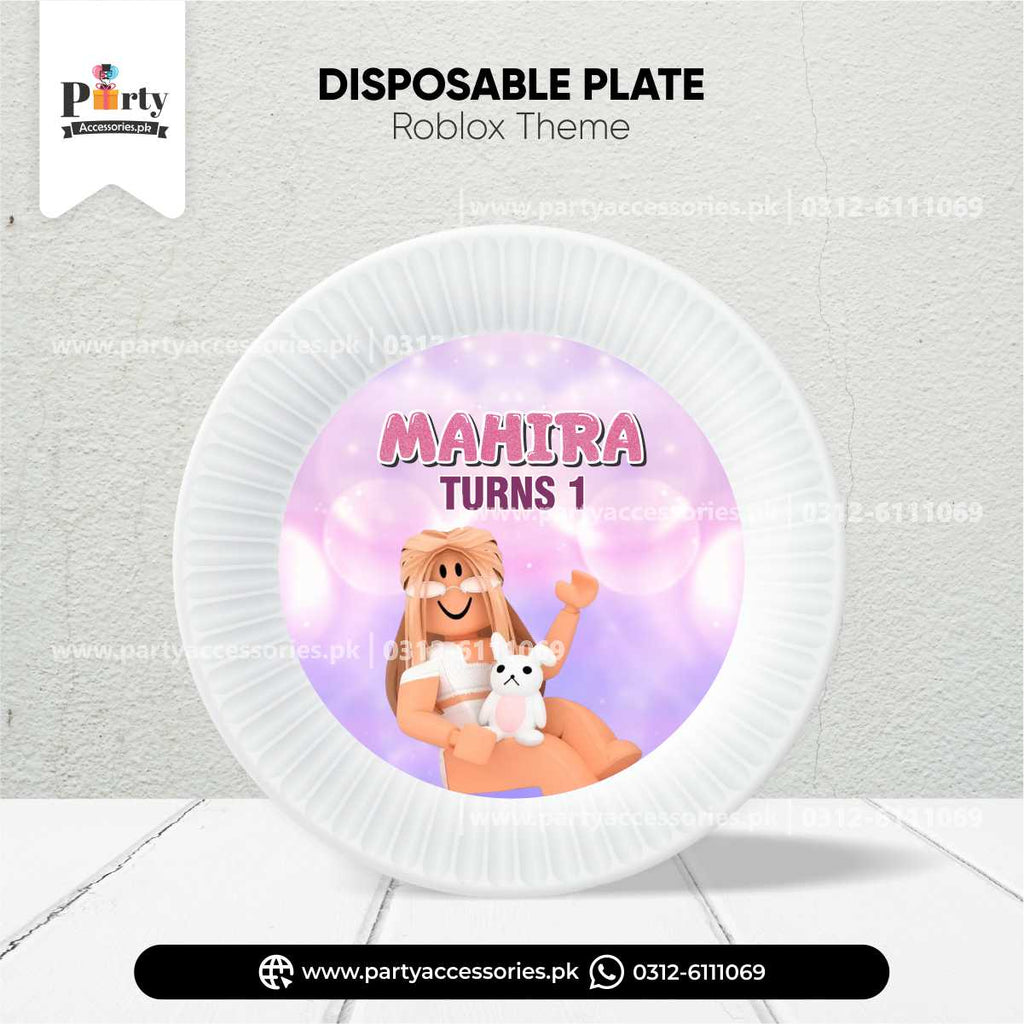 Roblox Girl Theme Customized Disposable Plates for Birthday Party Tableware