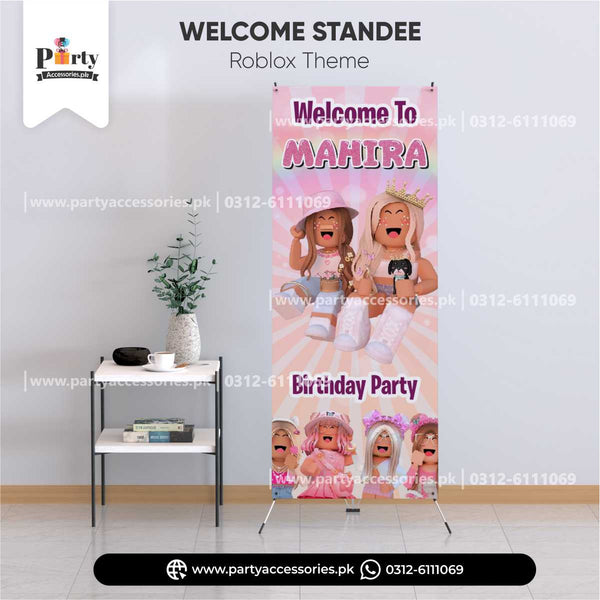 Roblox Girl Theme Customized Welcome Standee for Birthday Party Entrance Decor