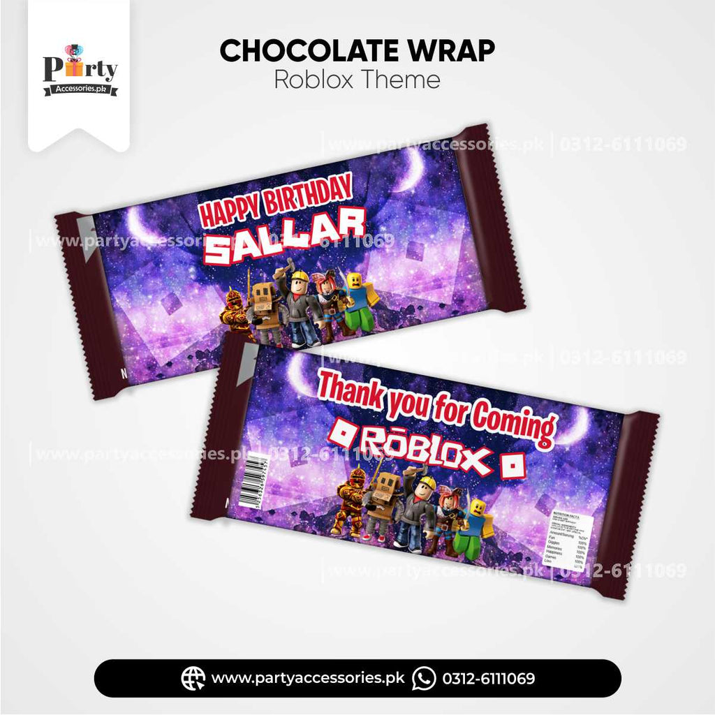 Roblox Boy Theme Customized Chocolate Wraps for Birthday Party Decoration 