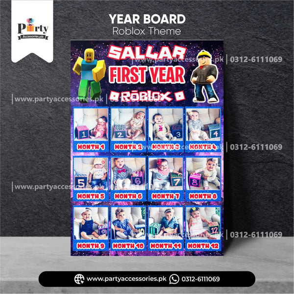 Roblox Boy Theme Customized Month Wise Year Picture Board for Birthday Decoration