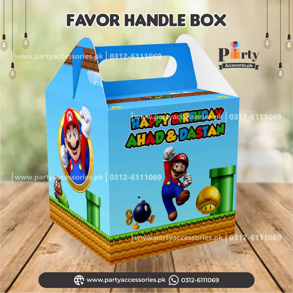 Super Mario Theme Customized Handle Favor / Goody Boxes for Birthday Decoration