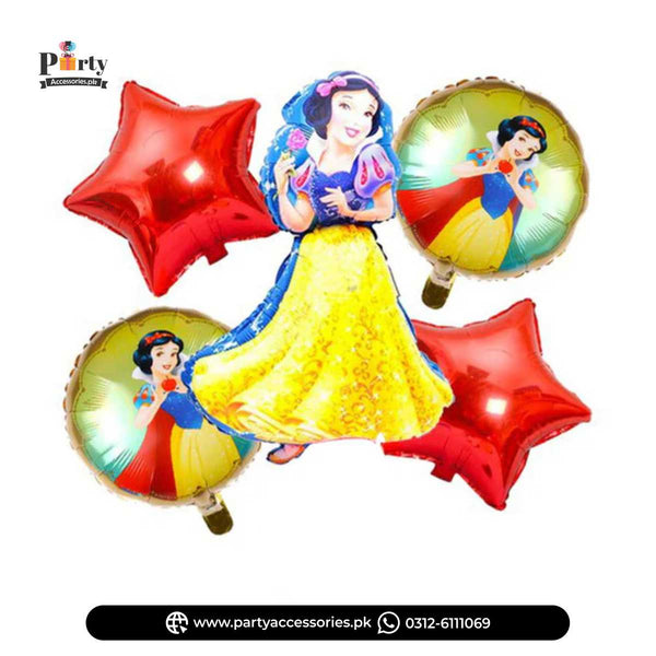 Snow White Themed Birthday Exclusive Foil Balloons Set of 5 pcs for Party Decoration