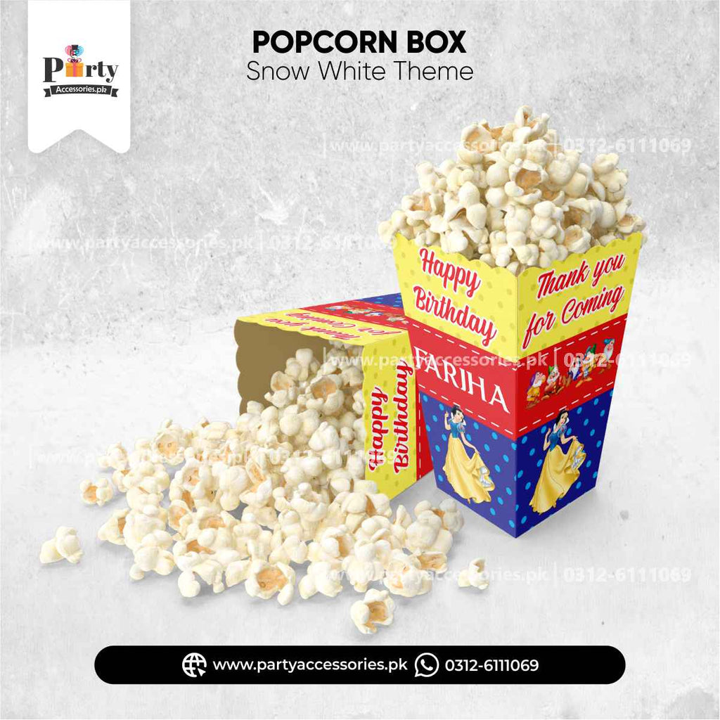 Snow white theme Customized Popcorn boxes for birthday party decoration