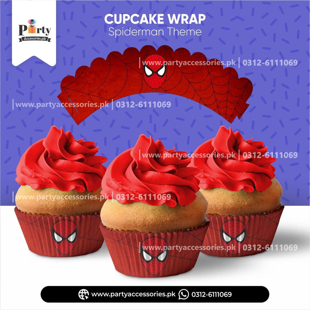 spiderman theme customized cupcake wraps 