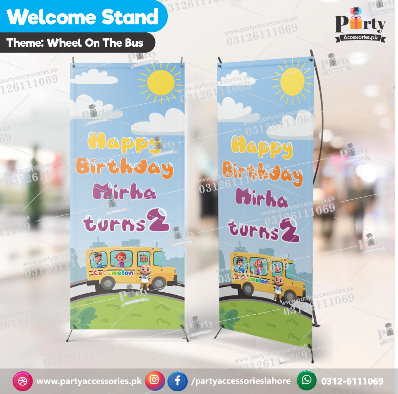 Wheels on the Bus theme Customized Welcome Standee