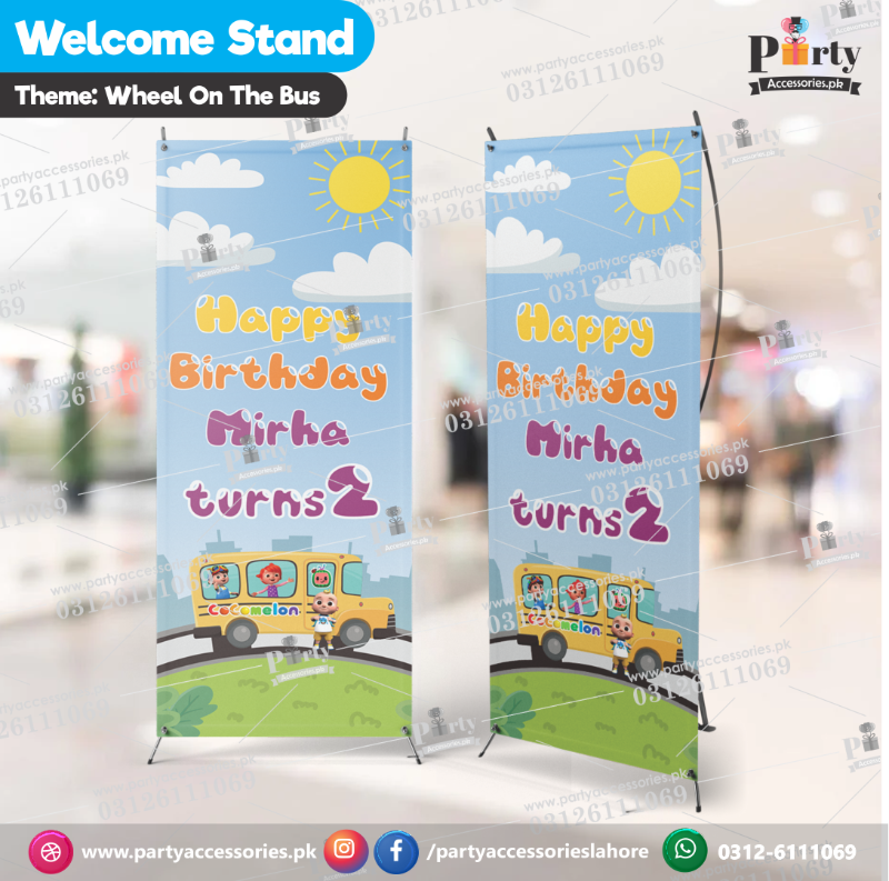 Wheels on the Bus theme Customized Welcome Standee – PartyAccessories ...