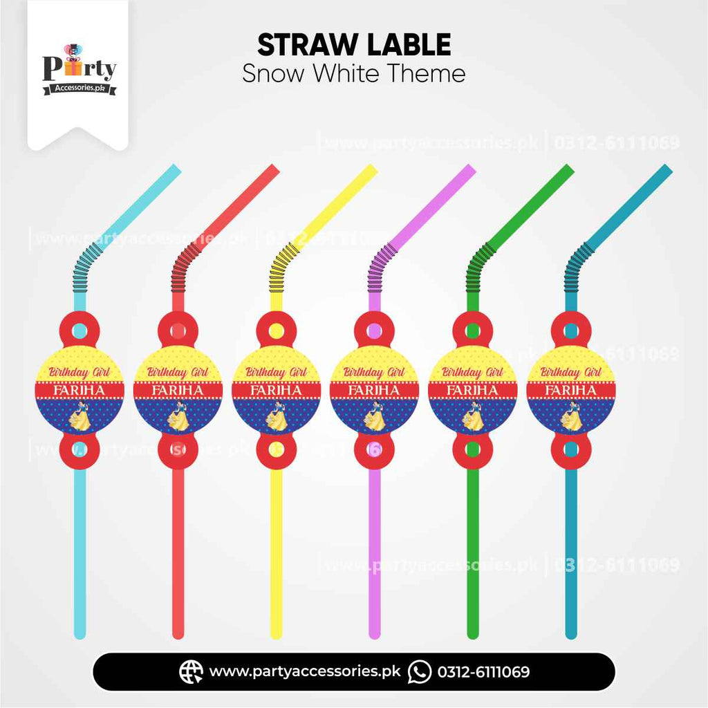 Customized Straw label in Snow White Theme