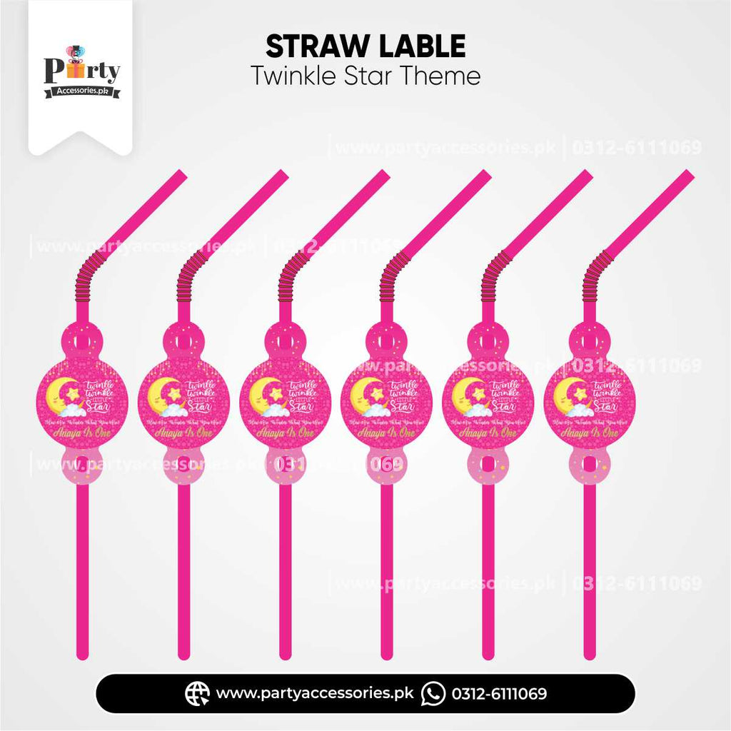 Twinkle Star Theme Straw With Tags