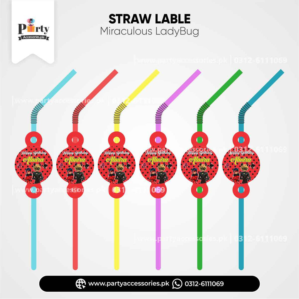 Miraculous ladybug theme straw label 