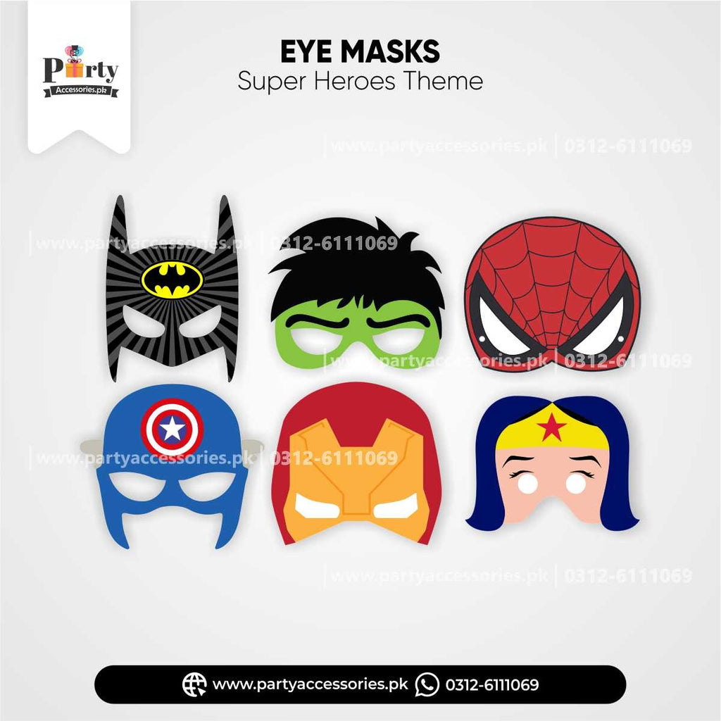 Superhero / Avengers theme Kids Party face masks for Birthday parties.