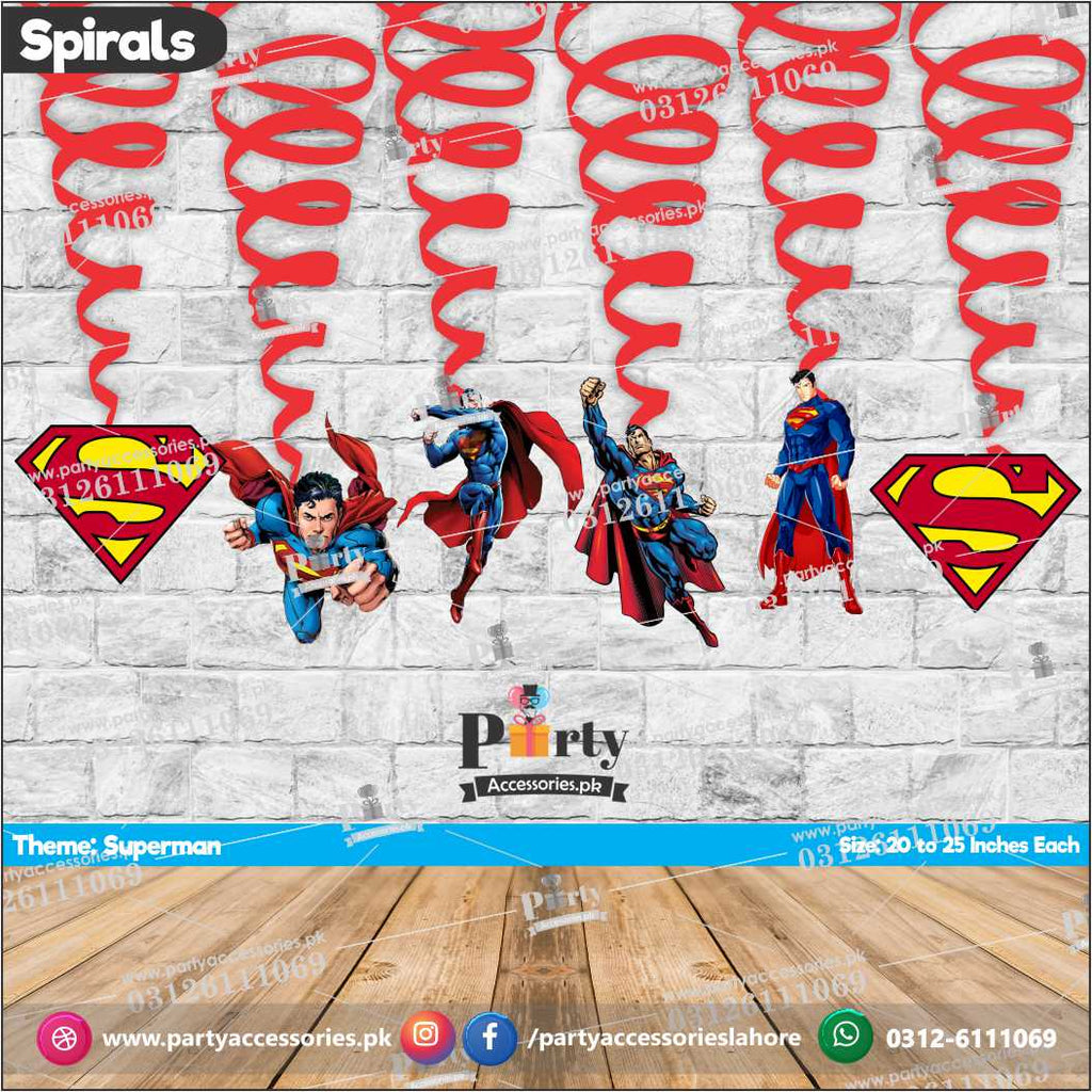 Spiral Hanging swirls in Super Man theme birthday party decorations